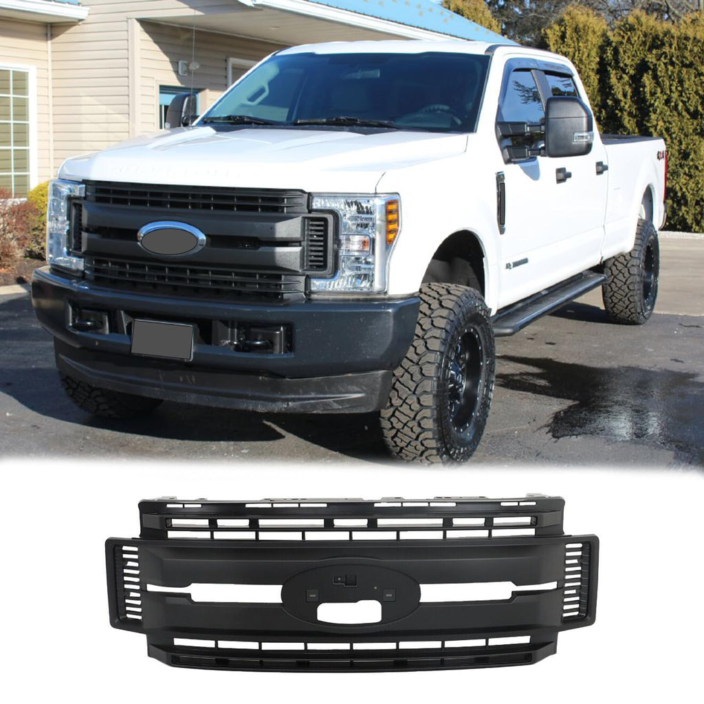 BUFEETERS Front Bumper Upper Grille Fit For 2017 2018 2019 F-250 F-350 Super Duty,XL Style,Matte Black