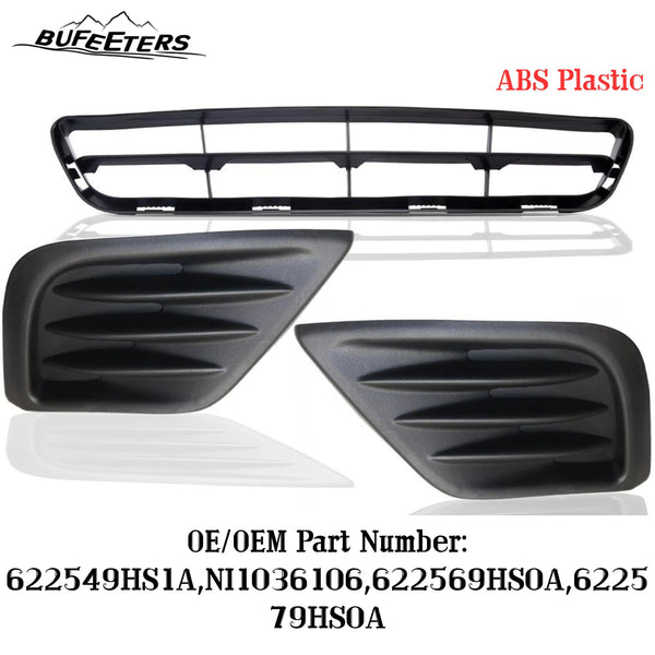BUFEETERS 3PCS Front Bumper Lower Grille&Fog light Cover Fit For 2016 2017 2018 Nissan Altima Sedan,Mesh Style,Black