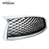 BUFEETERS   Front Bumper Upper Grille Fit For 2018 2019 2020 2021 2022 2023 INFINITI Q50 W/Sensor Holes,Honeycomb Style,Chrome&Black