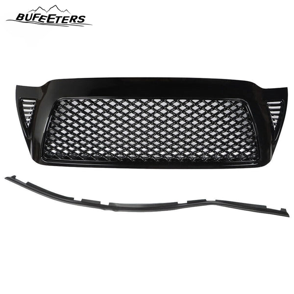 BUFEETERS  Front Honeycomb Mesh Grille Grill Fit For 2005 2006 2007 2008 2009 2010 2011 Toyota Tacoma,Honeycomb Style,Gloss Black