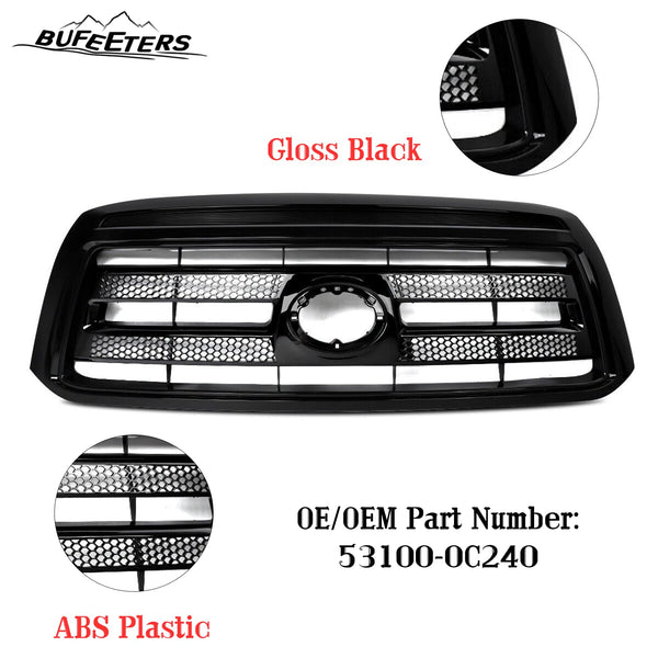 BUFEETERS   Front Bumper Grille Fit For 2010 2011 2012 2013 Toyota Tundra,Factory Style,Gloss Black