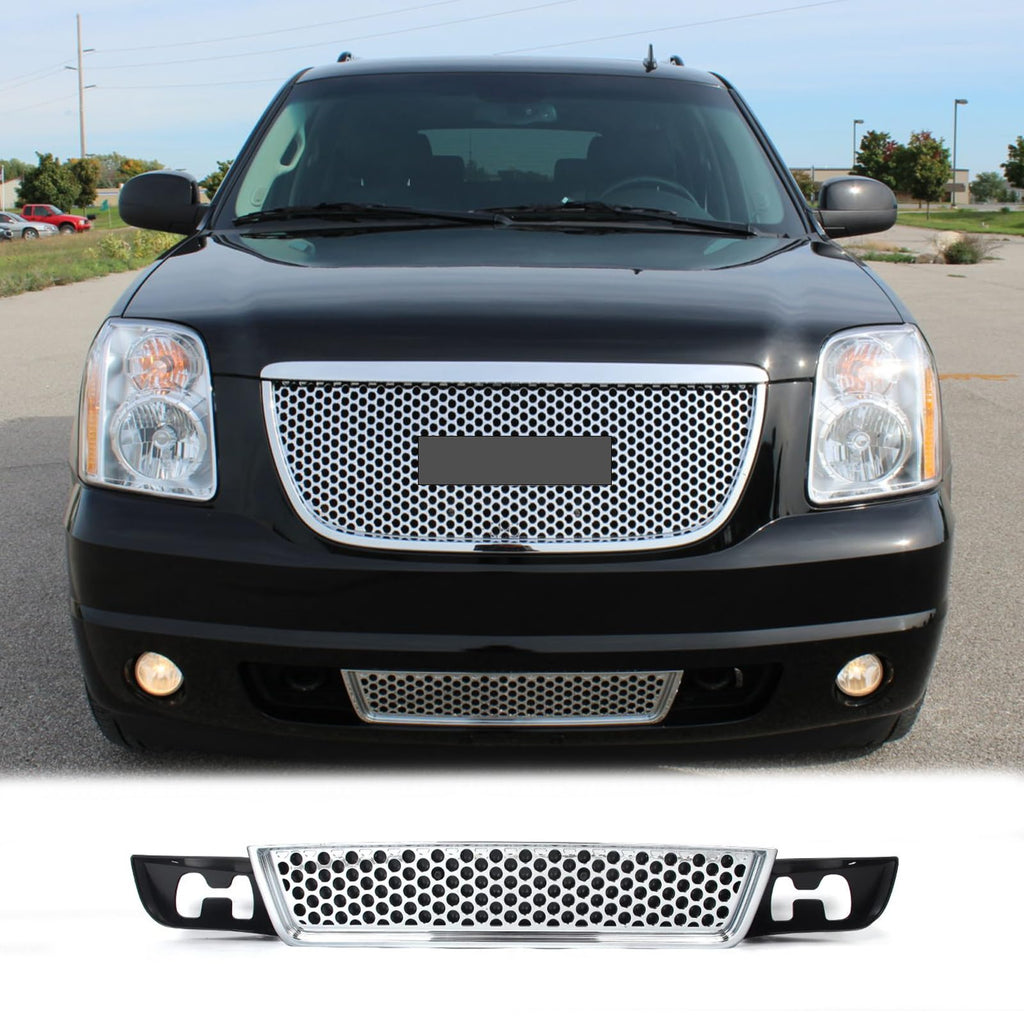 BUFEETERS Front Bumper Lower Grille Fit For 2007 2008 2009 2010 2011 2012 2013 2014 GMC Yukon/Yukon XL,Denali Style,Chrome&Black
