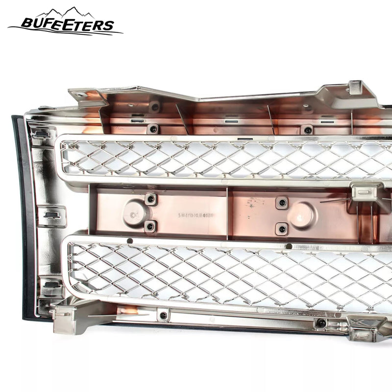 BUFEETERS Front Bumper Upper Grille Fit For 2007 2008 2009 2010 2011 2012 2013 Chevy Silverado 1500,Mesh Insert Style,Summit White Shell&Chrome