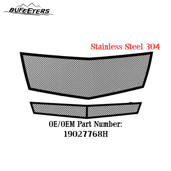 BUFEETERS  Front Bumper Stainless Steel Mesh Grille Fit For 2008 2009 2010 2011 2012 2013 Cadillac CTS/2011 2012 2013 CTS Coupe,Mesh Style,Black
