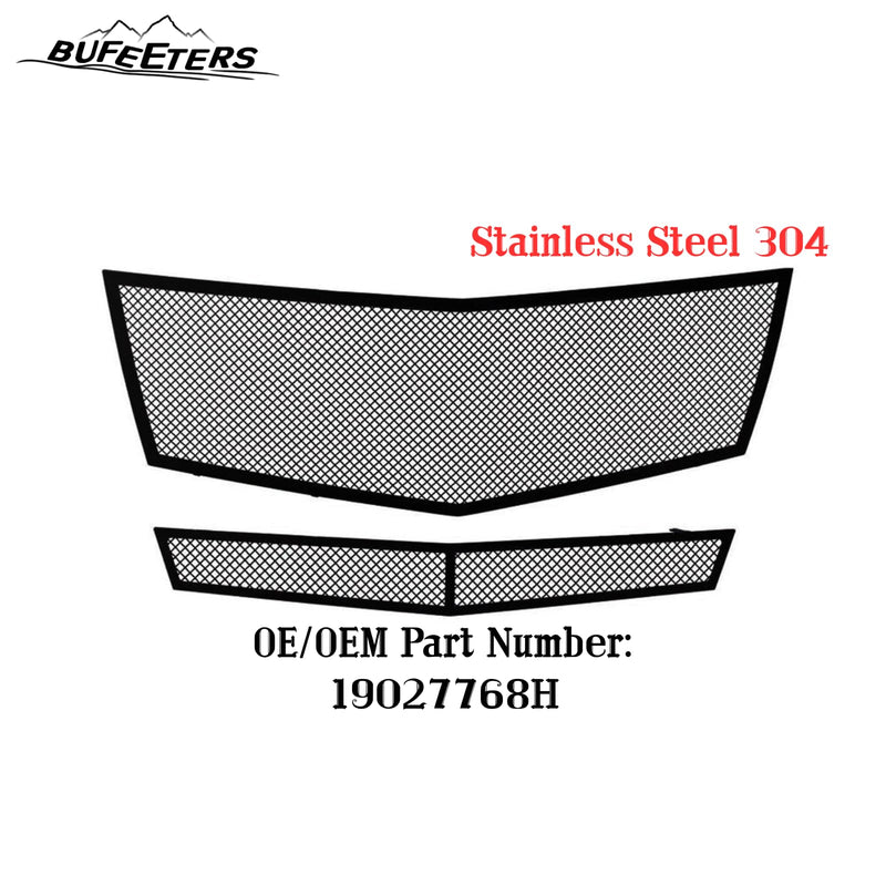 BUFEETERS  Front Bumper Stainless Steel Mesh Grille Fit For 2008 2009 2010 2011 2012 2013 Cadillac CTS/2011 2012 2013 CTS Coupe,Mesh Style,Black