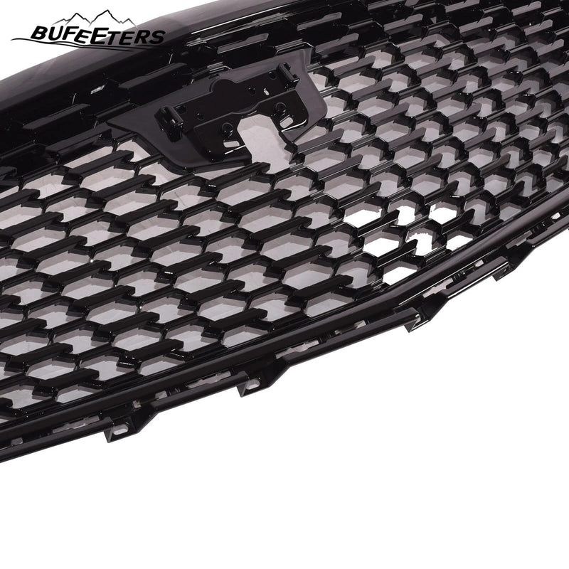 BUFEETERS   Front Bumper Upper Grille W/Camera Hole Fit For 2017 2018 2019 2020 2021 Cadillac XT5,Diamond Style,Gloss Black