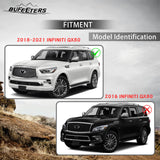 BUFEETERS  Front Upper Grille  W/ Camera Hole Fit For 2018 2019 2020 2021 INFINITI QX80,Mesh Style,Gloss Black