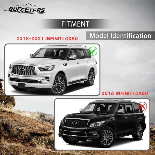 BUFEETERS  Front Upper Grille  W/ Camera Hole Fit For 2018 2019 2020 2021 INFINITI QX80,Mesh Style,Gloss Black