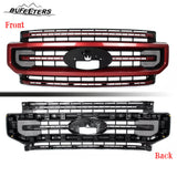 BUFEETERS Front Bumper Upper Grille Fit For 2020 2021 2022 F-250 F-350 F-450 F-550 Super Duty,Platinum Style,D4-Rapid Red&Matte Black