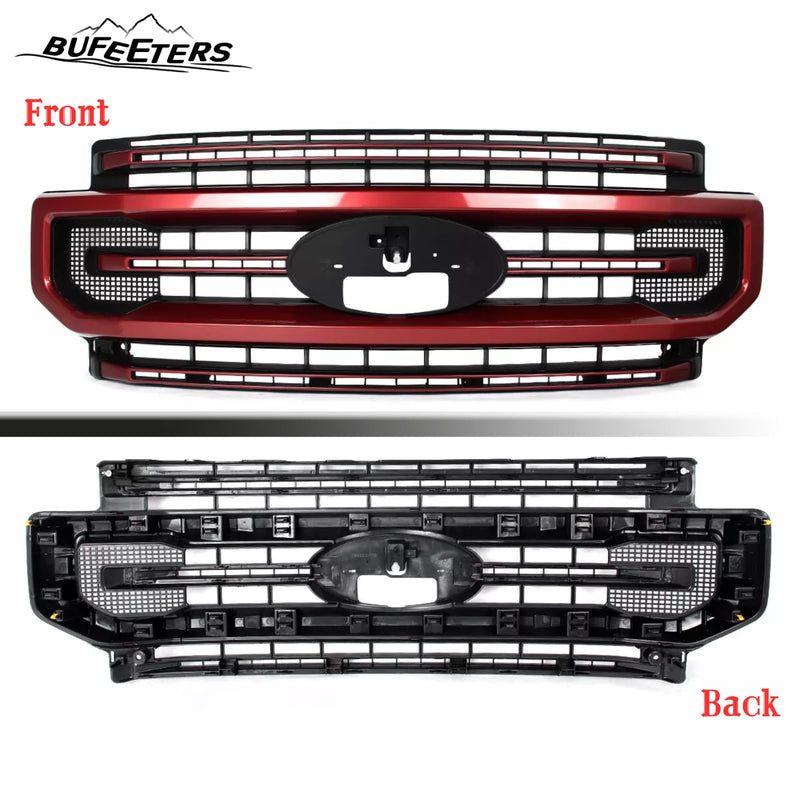 BUFEETERS Front Bumper Upper Grille Fit For 2020 2021 2022 F-250 F-350 F-450 F-550 Super Duty,Platinum Style,D4-Rapid Red&Matte Black