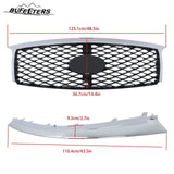 BUFEETERS  Front Bumper Upper Grille W/ Bumper Lower Trim Fit For 2015 2016 2017 INFINITI QX80,Factory Style,Chrome&Black