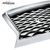 BUFEETERS   Front Bumper Upper Grille Fit For 2018 2019 2020 2021 2022 2023 INFINITI Q50 W/Sensor Holes,Honeycomb Style,Chrome&Black