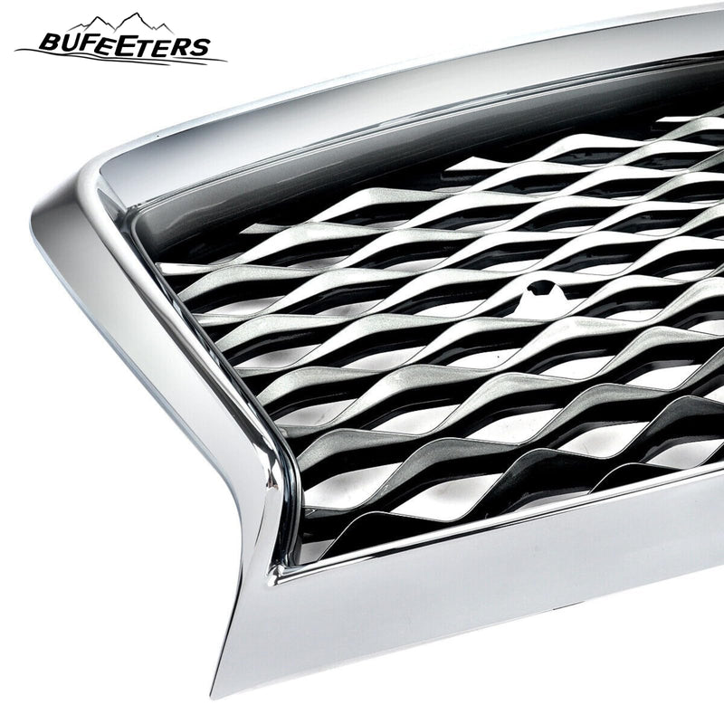 BUFEETERS   Front Bumper Upper Grille Fit For 2018 2019 2020 2021 2022 2023 INFINITI Q50 W/Sensor Holes,Honeycomb Style,Chrome&Black