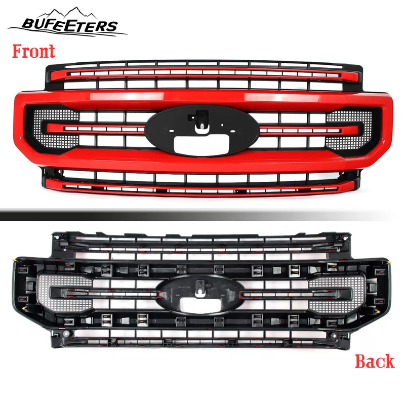 BUFEETERS Front Bumper Upper Grille Fit For 2020 2021 2022 F-250 F-350 F-450 F-550 Super Duty,Platinum Style,PQ-Race Red&Matte Black