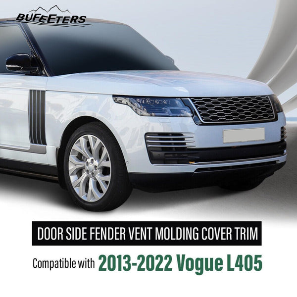 BUFEETERS Door Side Fender Vent Molding Cover Trim Fit For 2013-2022 Land Rover Range Rover Vogue L405,Gloss Black
