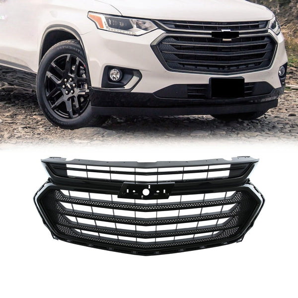BUFEETERS Front Bumper Upper Grille Fit For 2018 2019 2020 2021 Chevrolet Traverse,Mesh Style,Black