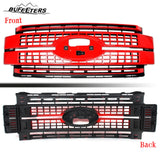BUFEETERS Front Bumper Upper Grille Fit For 2017 2018 2019 F-250 F-350 F-450 F-550 Super Duty,Platinum Style,PQ Race Red&Matte Black