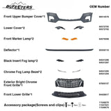 BUFEETERS  12PCS Front Bumper Cover Grille Assembly Kit Fit For 2022 2023 2024 Chevy Chevrolet Traverse,Horizontal Billet Style,Chrome&Black