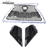 BUFEETERS  Front Bumper Grille Set Fit For 2018 2019 2020 2021 Lexus NX300 F Sport,Chrome&Black