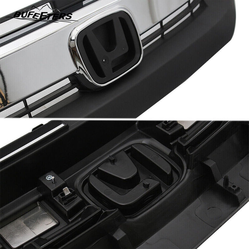 BUFEETERS  8PCS Front Upper Lower Grille&Foglights&Bezels Fit For 2016 2017 2018 Honda Civic Sedan,Factory Style,Chrome&Black