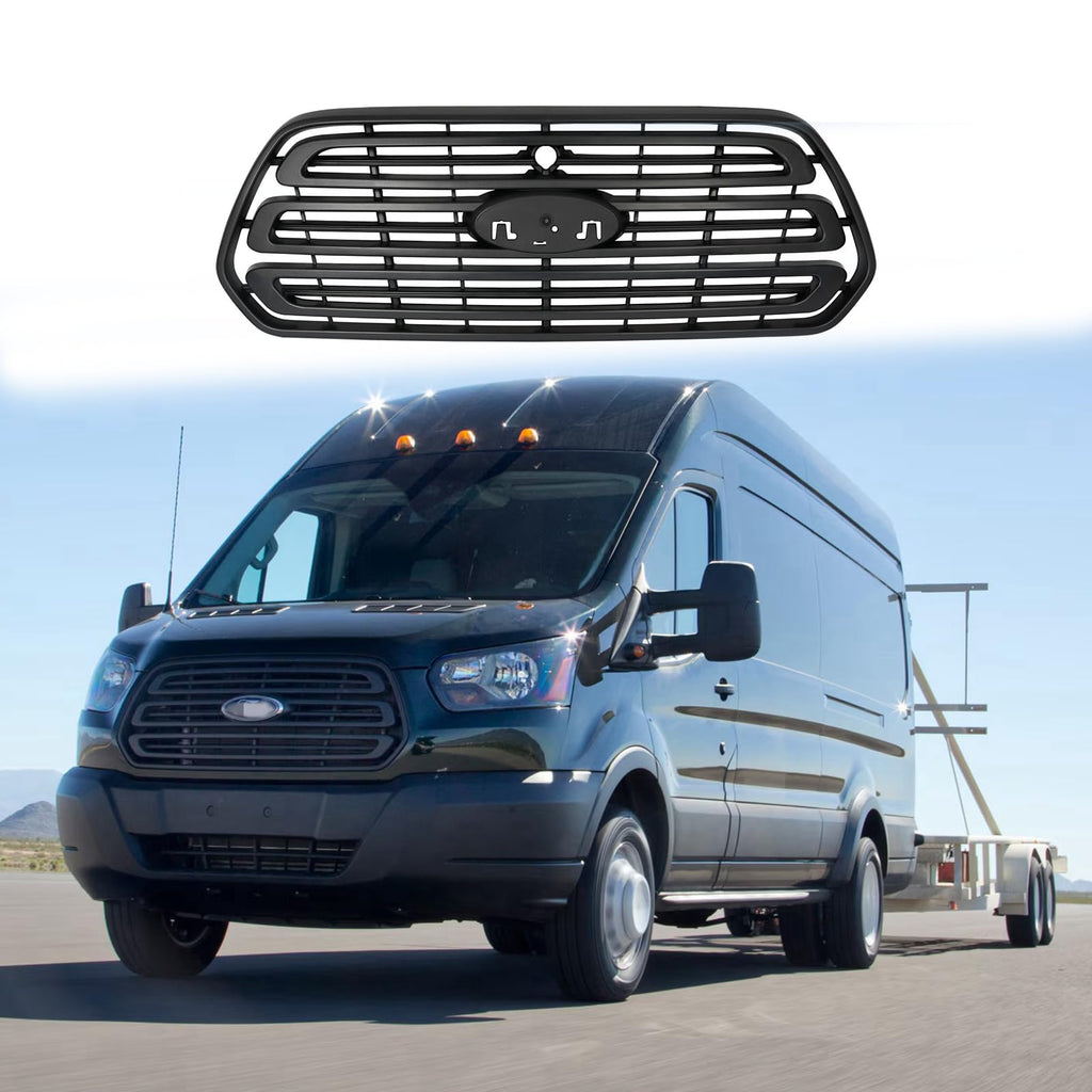 BUFEETERS  Front Bumper Upper Black Grille Fit For 2015 2016 2017 2018 2019 Ford Transit 150 250 350 HD