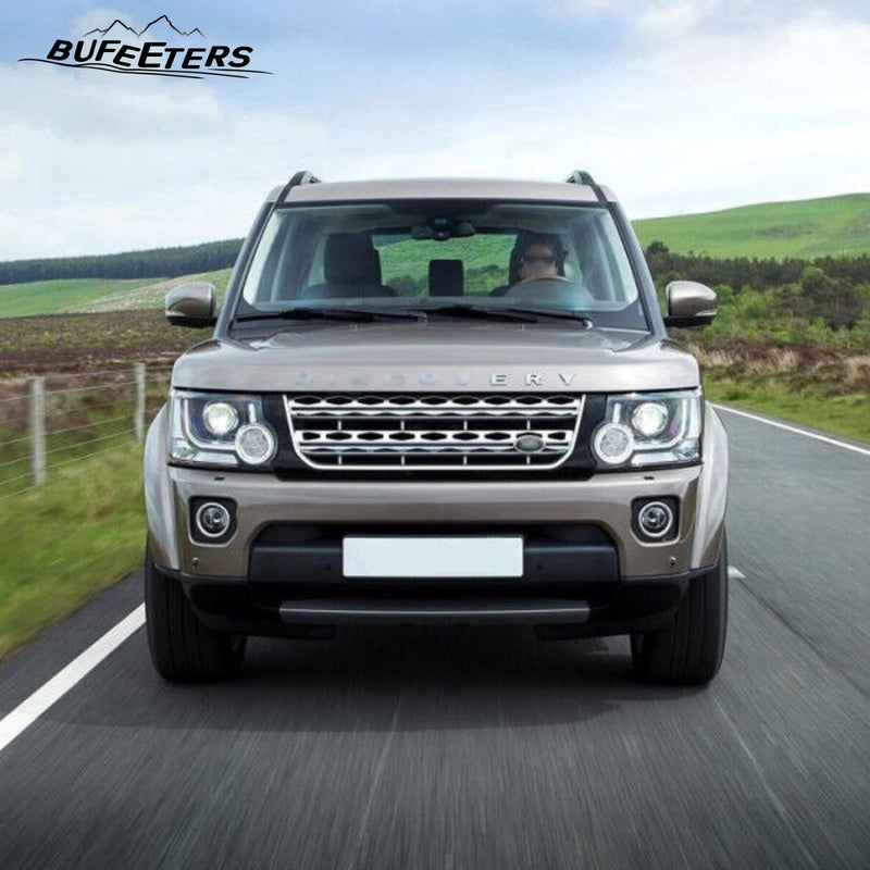 BUFEETERS 3Pcs Front Side Grille Vent Mesh Bar Trim Fit For 2014 2015 2016 Discovery 4 LR4,Mesh Style,Black&Silver