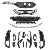 BUFEETERS  14PCS Front Bumper Upper Lower Grille Fog lights Bezel Fit For 2013 2014 2015 Honda Civic Sedan,Honeycomb Style,Chrome&Black