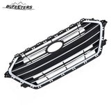 BUFEETERS     Front Bumper Grille w/ Chrome Trim Fit For 2017 2018 Hyundai Elantra Sedan,Horizontal Billet Style,Chrome&Black