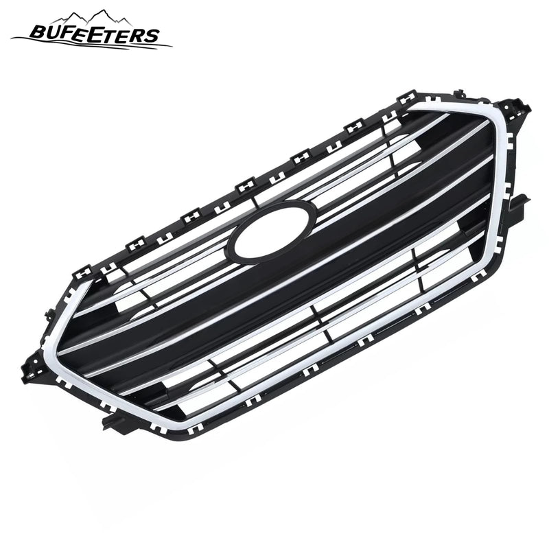 BUFEETERS     Front Bumper Grille w/ Chrome Trim Fit For 2017 2018 Hyundai Elantra Sedan,Horizontal Billet Style,Chrome&Black