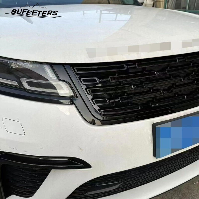 BUFEETERS  Front Bumper Upper Grille Fit For 2017 2018 2019 2020 2021 2022 2023 2024 Range Rover Velar,Mesh Style,Gloss Black