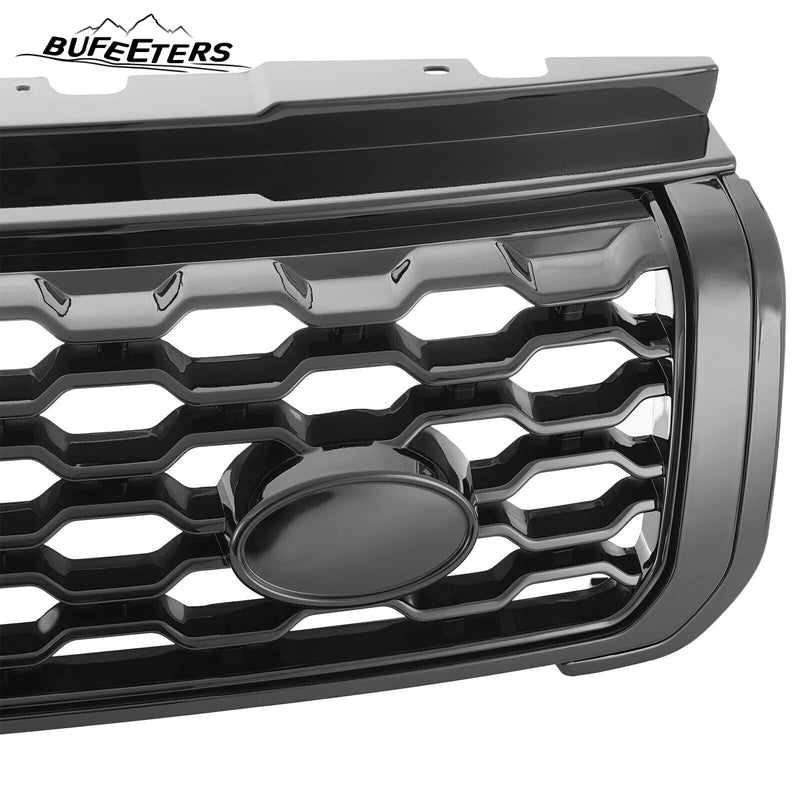 BUFEETERS Front Bumper Mesh Grille Dynamic Grill Fit For Range Rover Evoque 2012 2013 2014 2015 2016 2017 2018 2019,Honeycomb Style,Gloss Black