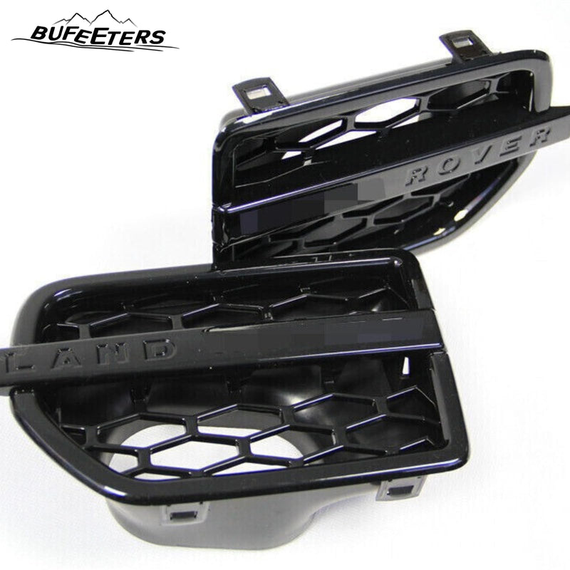 BUFEETERS 3Pcs Front Side Grille Vent Mesh Bar Trim Fit For 2014 2015 2016 Discovery 4 LR4,Mesh Style,Full Gloss Black