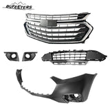 BUFEETERS 10PCS New Complete Front Bumper Grille Set Fit For 2018 2019 2020 2021 Chevy Chevrolet Traverse,Mesh Style,Chrome&Black