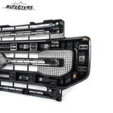 BUFEETERS Front Bumper Upper Grille Fit For 2020 2021 2022 F-250 F-350 Super Duty,Platinum Style,JS Iconic Silver&Black