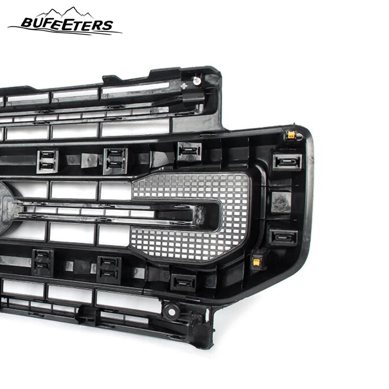 BUFEETERS Front Bumper Upper Grille Fit For 2020 2021 2022 F-250 F-350 Super Duty,Platinum Style,JS Iconic Silver&Black