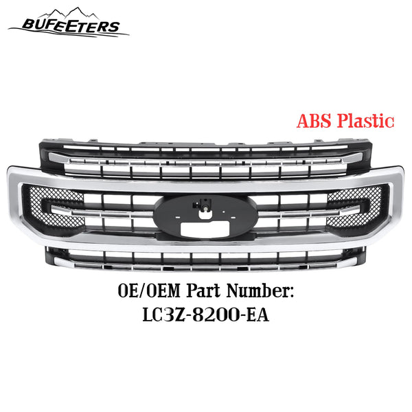 BUFEETERS Front Bumper Upper Grille Fit For 2020 2021 2022 F-250 F-350 F-450 F-550 Super Duty,Platinum Style,Silver&Black