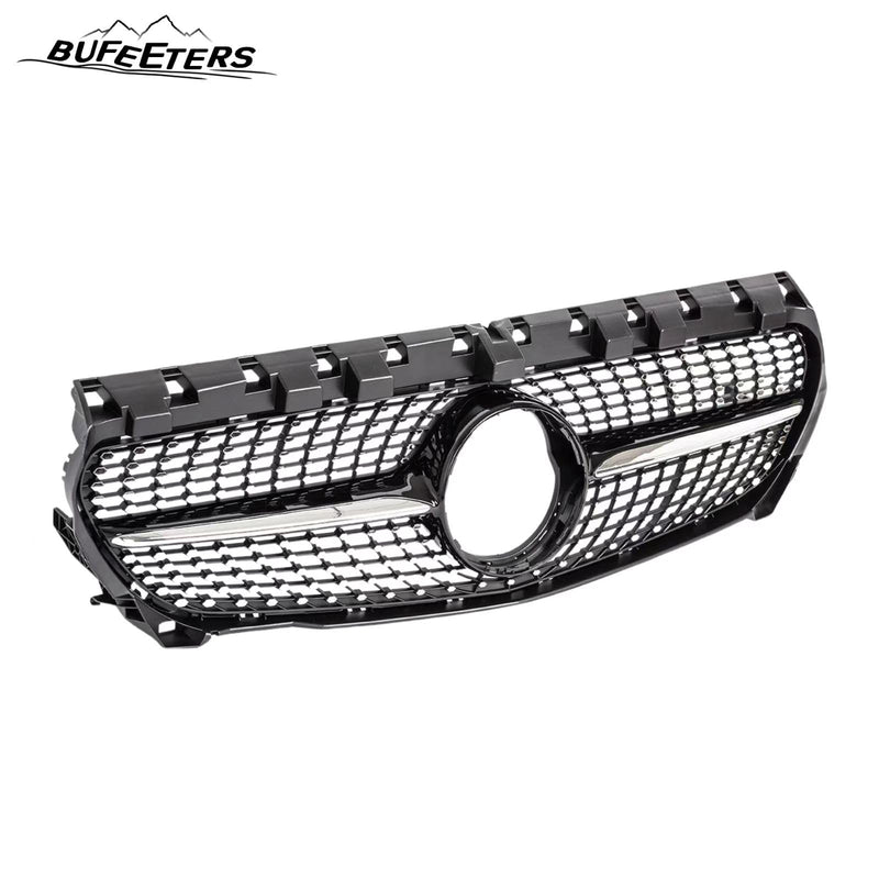 BUFEETERS Front Upper Grille W/o Camera Hole Fit For 2013 2014 2015 2016 Benz C117 W117 CLA-CLASS CLA180 200 250 45 AMG,Diamond Style,Chrome&Black