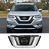 BUFEETERS Front Bumper Upper Grille Fit For 2017 2018 2019 2020 Nissan Rogue,Factory Style,Chrome&Black