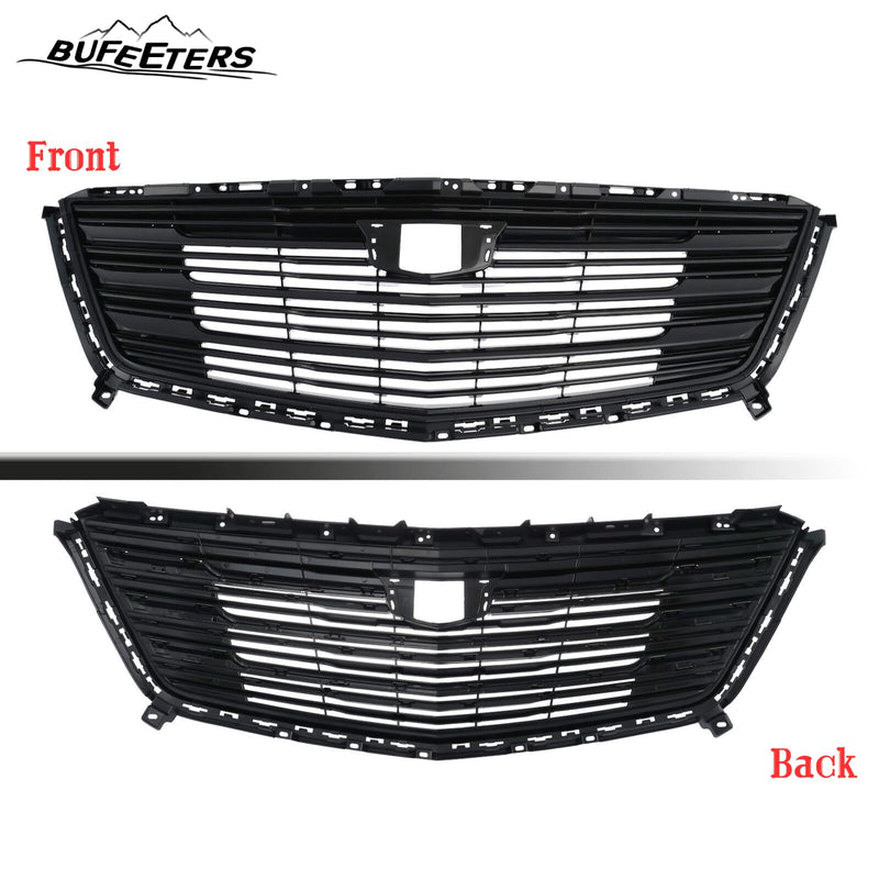 BUFEETERS   Front Bumper Upper Grille Fit For 2016 2017 2018 2019 2020 Cadillac XT5,Horizontal Billet Style,Gloss Black