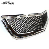 BUFEETERS  Front Bumper Upper Lower Grille Kit Fit For 2009 2010 2011 2012 Chevy Chevrolet Traverse,Honeycomb Style,Chrome Shell w/ Black Insert