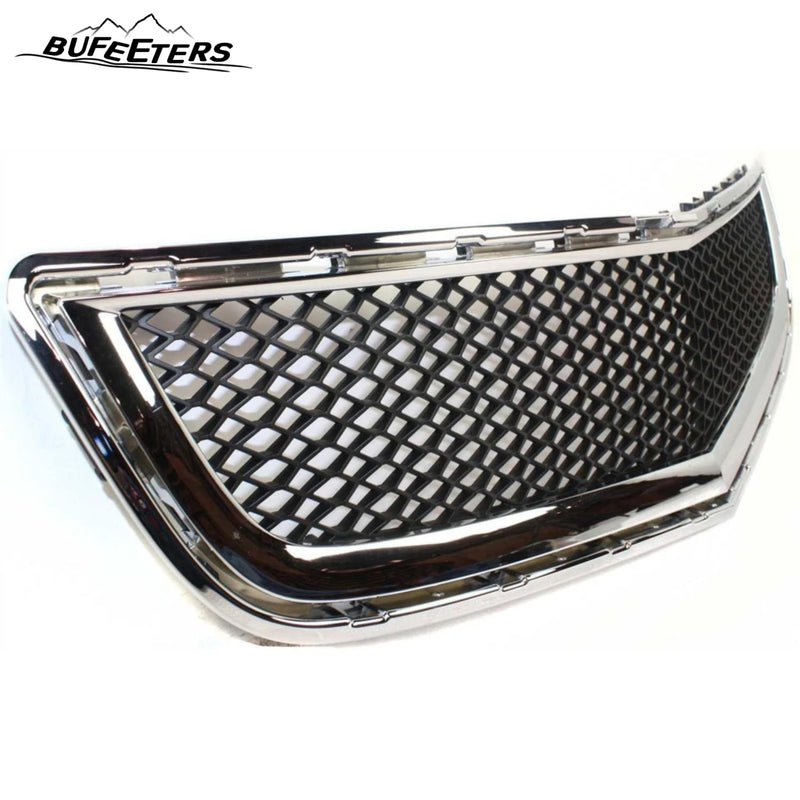 BUFEETERS  Front Bumper Upper Lower Grille Kit Fit For 2009 2010 2011 2012 Chevy Chevrolet Traverse,Honeycomb Style,Chrome Shell w/ Black Insert