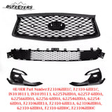 BUFEETERS   Front Bumper Upper Lower Grille Fog Light Bezels Cover Fit For 2018 2019 2020 2021 2022 INFINITI Q50 Sport,Mesh Style,Gloss Black