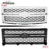 BUFEETERS Front Bumper Upper Grille Fit For 2014 2015 Chevy Silverado 1500,LTZ Style/Honeycomb Style,Summit White&Black