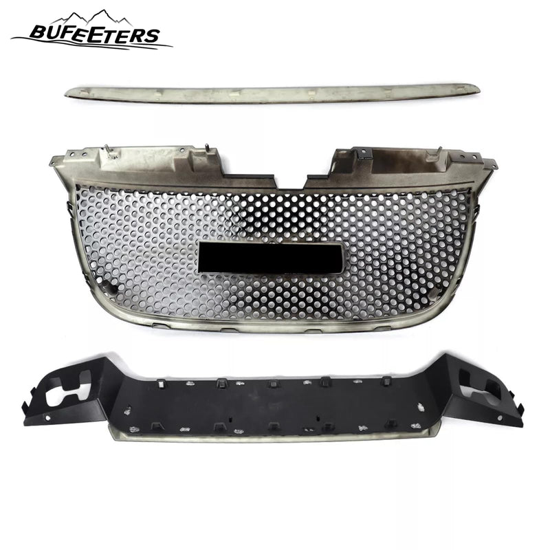 BUFEETERS Front Upper Lower Grille Hood Molding Trim Fit For 2007 2008 2009 2010 2011 2012 2013 2014 GMC Yukon/Yukon XL,Denali Style,Gloss Black
