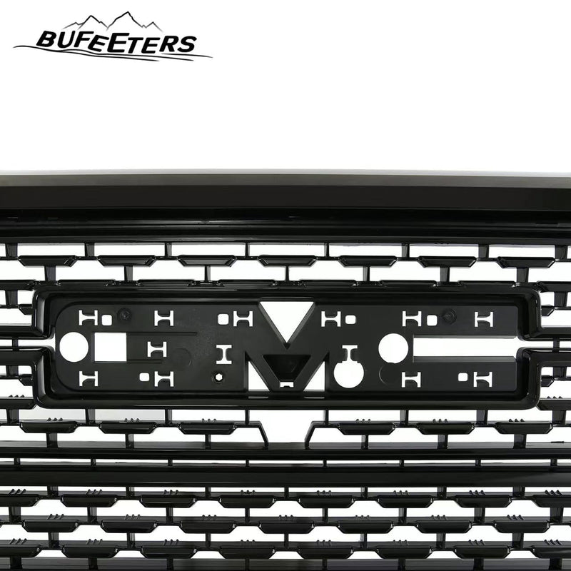 BUFEETERS Front Bumper Upper Grille Fit For 2019 2020 2021 GMC Sierra 1500,Denali Style,Gloss Black