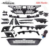 BUFEETERS  17PCS Front Grille/LED Fog Lamp/Headlight Trim/Bracket Fit For 2022 2023 Honda Civic Sedan,Factory Style,Black
