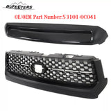 BUFEETERS  Front Grille Grill & Hood Bulge  Fit For 2014 2015 2016 2017 2018 2019 2020 Toyota Tundra,Honeycomb Style,Gloss Black&Matte Black