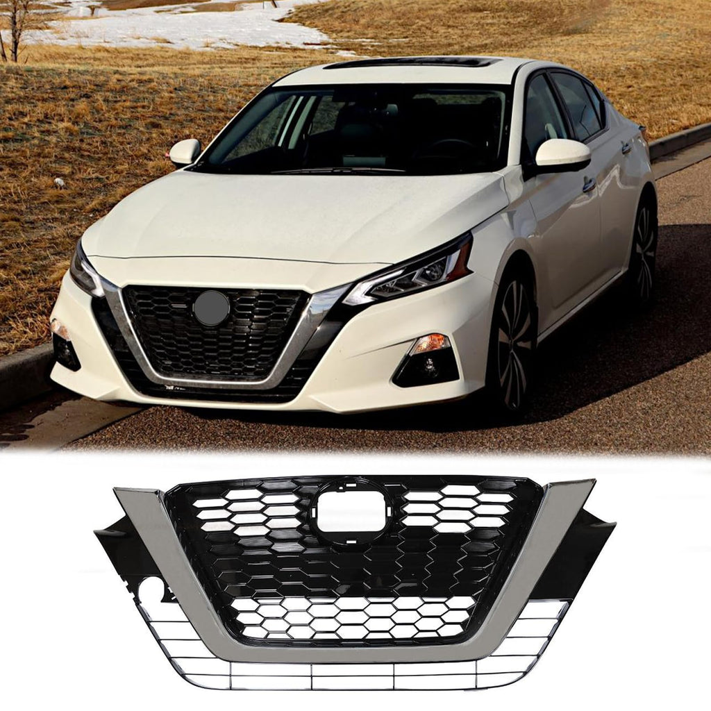 BUFEETERS  New Front Bumper Upper Grille Assembly Fit For 2019 2020 2021 Nissan Altima,Honeycomb Style,Chrome&Black