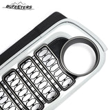 BUFEETERS  Front Bumper Upper Grille w/ Camera Hole Fit For 2018 2019 2020 2021 2022 2023 2024 Jeep Wrangler JL Gladiator JT,Rubicon Style,Bright White&Matte Black