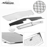 BUFEETERS  Front Bumper Upper Grille Stainless Insert Combo Chrome Fit For 2008 2009 2010 2011 2012 2013 Cadillac CTS,Mesh Style,Chrome&Silver